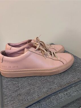 Common Projects Pink Leather Low-Top Sneakers